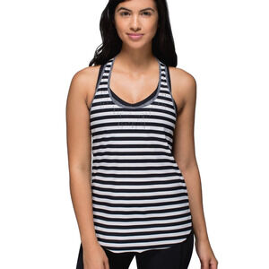 Lululemon Black and White Striped Tank Water Bound Tank Top sz 8 Shirt​